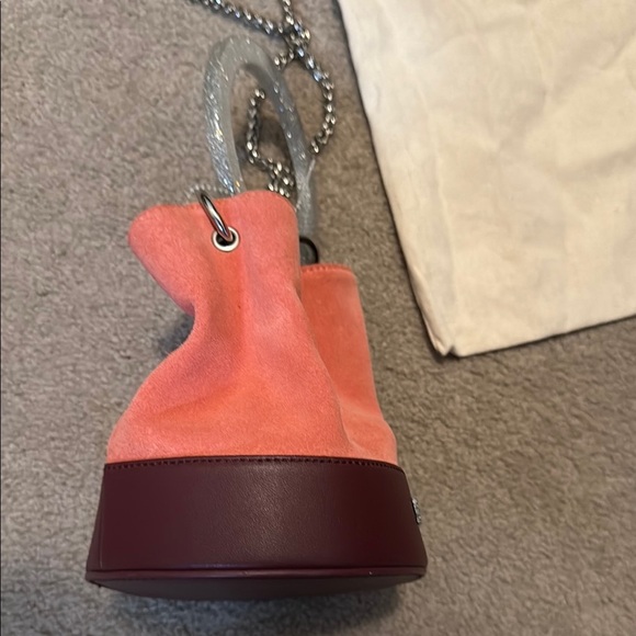Milanblocks Coral and Burgundy Suede Bag - Picture 15 of 15